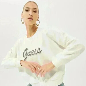 NEW! Guess Women's XL Manila Logo Fleece Jumper Sweatshirt NWT $98